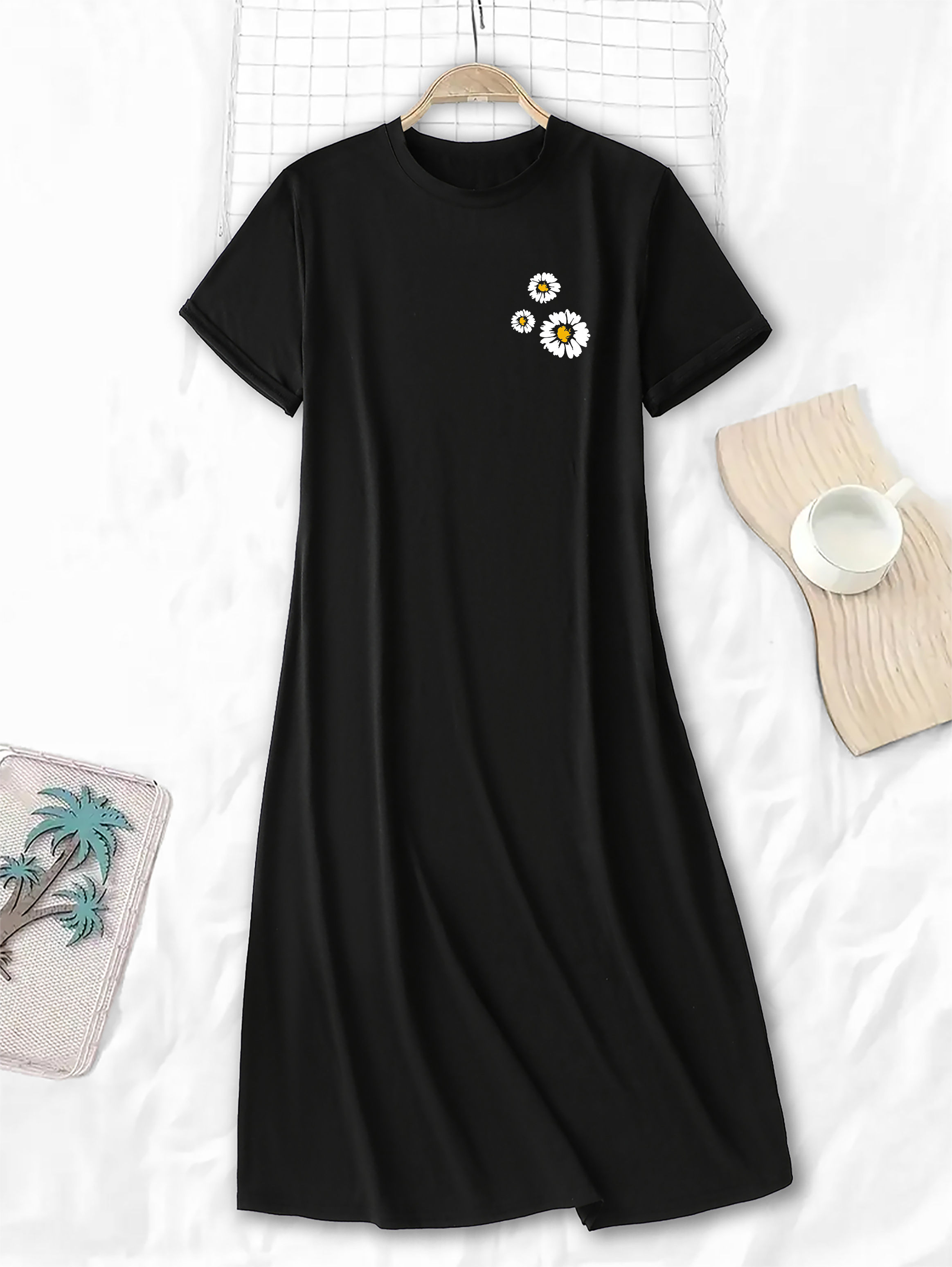 womens lightweight soft a line dress three daisy floral - Temu Oman
