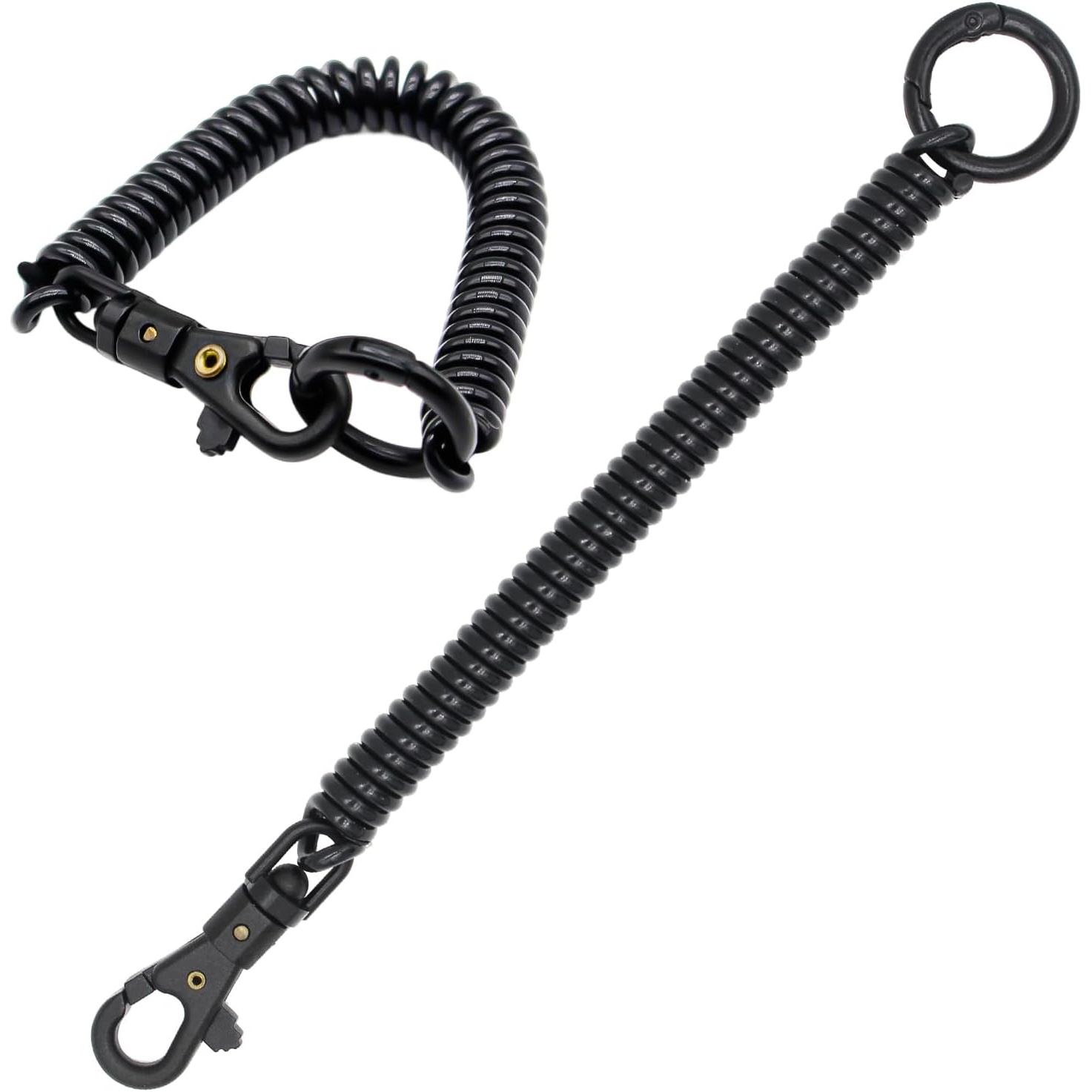 Tenoc Spiral Coil Spring Keychain, Anti-lost Key Chain Holder Lanyard Cord With Lobster Clasp, Black