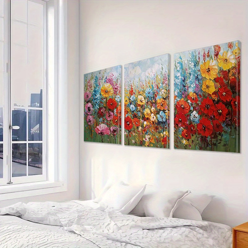 Youihom Set 3 Poster Line Art Fiori Rosa - Stampe Su Tela 30x40 Cm Senza Cornice Per Arredo