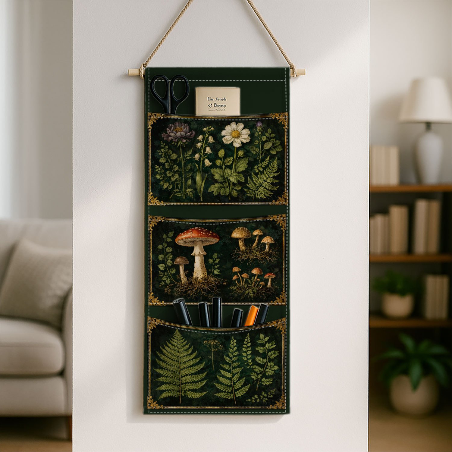 TEMU 1pc Botanical Pocket Hanging Bag Bedroom Wall Door Organizer Decorative Storage Home Organizer