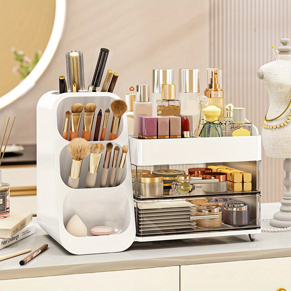 plastic desktop organizer makeup organizer box with drawers makeup storage box dustproof cosmetic display case for lipstick makeup brush Product details 8