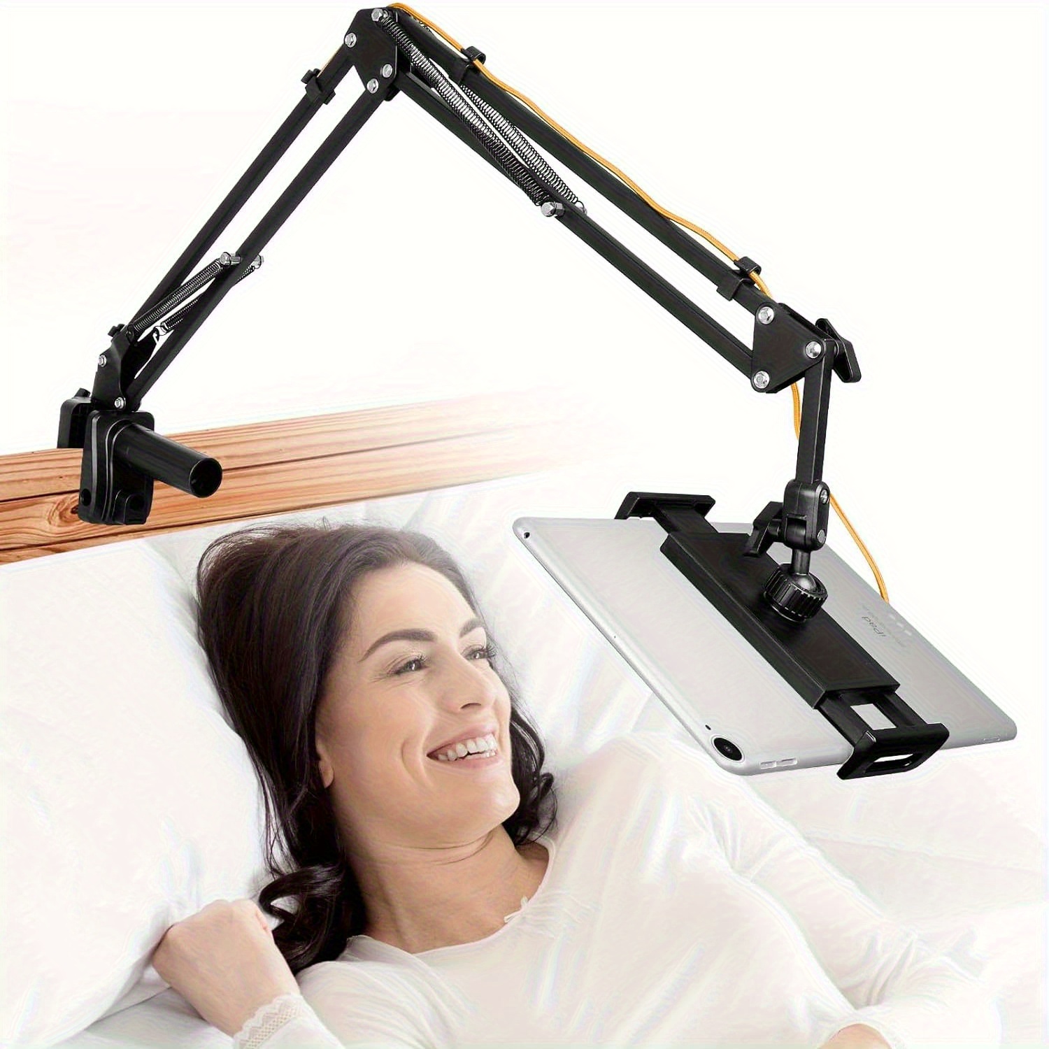 Versatile Tablet Holder For Bed With A Arm, Compatible With For Ipad, For Ipad Air, Iphone X, Iphone 8/7, Galaxy, And Other Screens Ranging From 3.5 To 10.6 Inches (in Black).