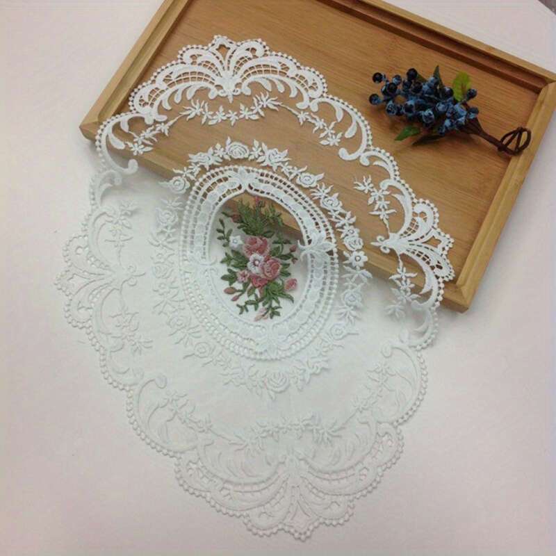 TEMU 1pc Retro Lace Placemats, Vintage French Lace , Handmade Embroidered Table Mats For Home Table Decoration