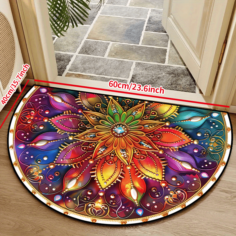 TEMU 1pc Half-round Mat Suitable For Indoor/outdoor Use - Soft Non-slip Semi-circle Floor Mat, Compact Suitable For Entryway, Bedroom, - Ideal For