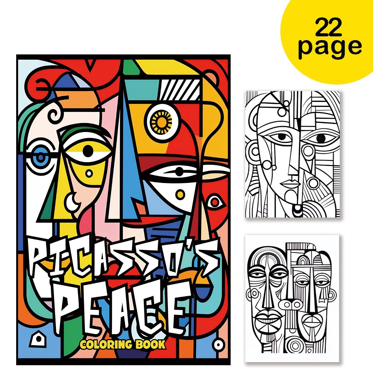 

Art Coloring Book - 22 Pages, Unique Cover Design, Teens & Adults | Ideal Gift For Valentine's, Christmas, Halloween, New Year, Back To School,