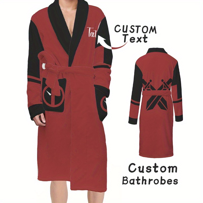 

Customizable Flannel Robe With Pockets - Cozy Long Sleeve Lounge Wear For Couples, Perfect Autumn & Winter Gift