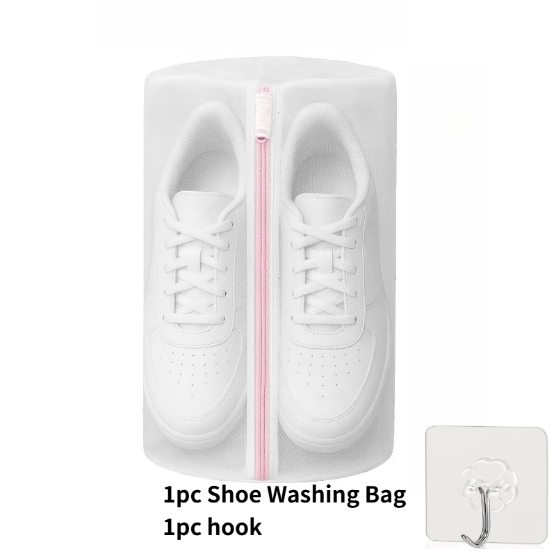 TEMU Ensemble de 2 sacs à chaussures pour machine à laver robustes avec fermeture éclair et motif alvéolé - Sacs à linge durables (1 sac à chaussures