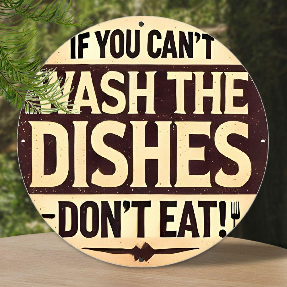 TEMU 1pc " Wash Dishes" Humorous Aluminum Round Sign - 7.8" Vintage-style Wall Art Plaque For Home, Kitchen, Bar, Cafe, Restaurant, Office, Gym &