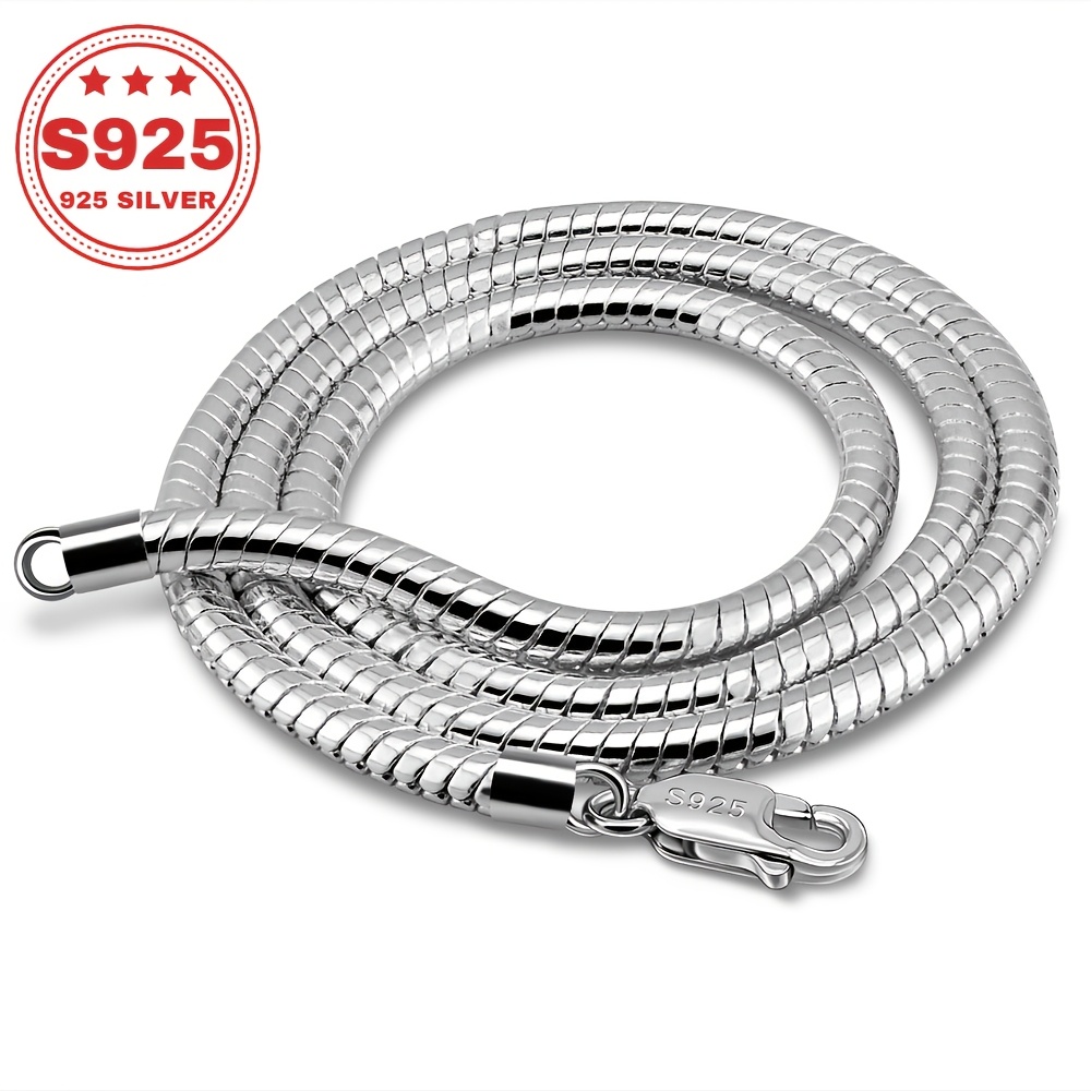 Image of 925 Silver 3mm Round Snake Chain Necklace, Fashionable Women's Necklace, Easy And Elegant, Jewelry Additions, For Daily And Party Wear, Exquisite Gift For Women