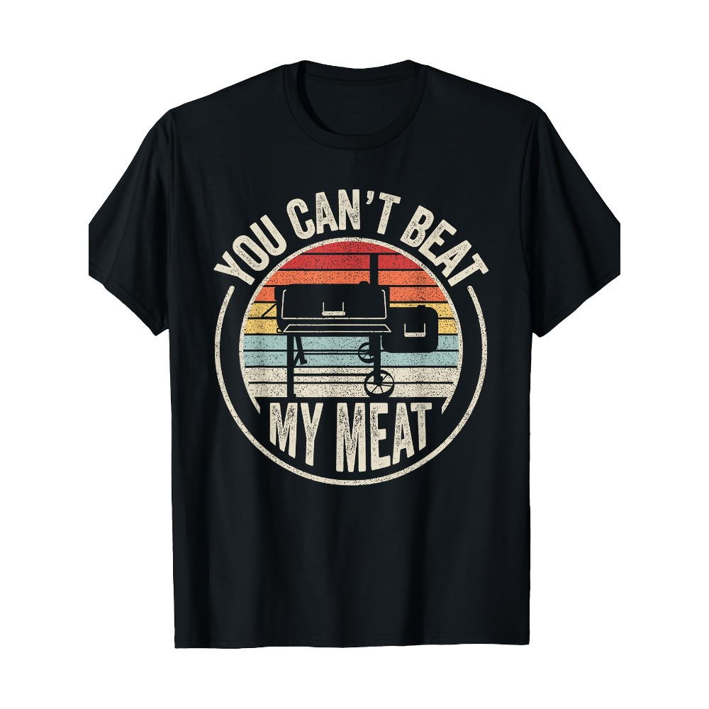 

Retro Bbq "you " Graphic Tee - 100% Cotton, 220g, Short Sleeve, Crew Neck In Black With Design - Machine Washable For Casual Wear