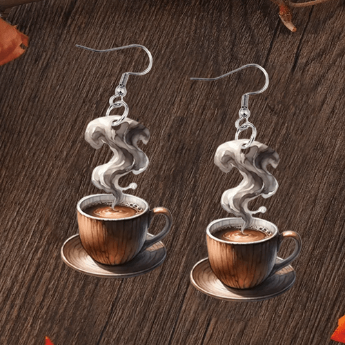 2d flat cup pendant earrings afternoon and holiday gifts cute cartoon style
