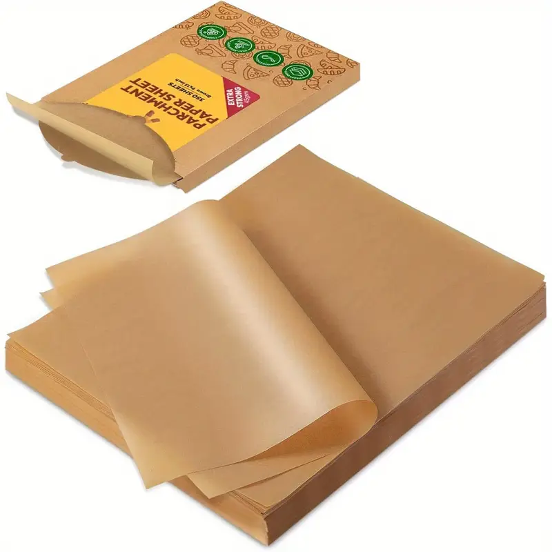 350pcs 9x13in parchment paper sheets, heavy duty unbleached baking paper, non- stick & oil proof for oven, air fryer, grilling, steaming and cooking bread Product details 0