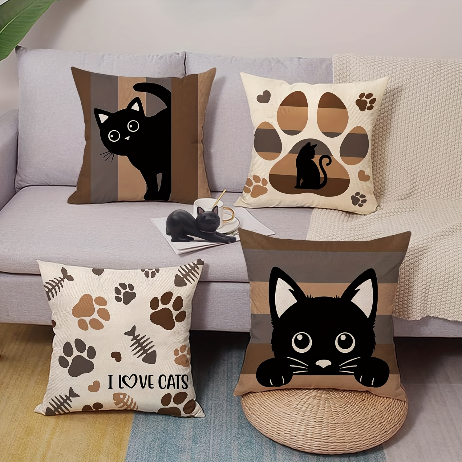 cartoon cat paw short polyester pillowcase set of   living room sofa car bedroom decoration polyester fiber material double sided printing   sofa accessories   accents   decor cartoon   material   decorative pillows accent pillows   enthusiasts   Product details 3