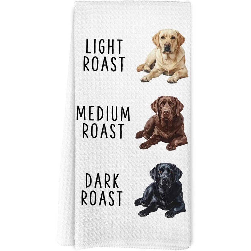 TEMU 1 pièce Serviette de cuisine Chien Labrador pour cuisine et salle de bain - amusant Labrador noir chocolat avec imprimé Labrador jaune, cadeau