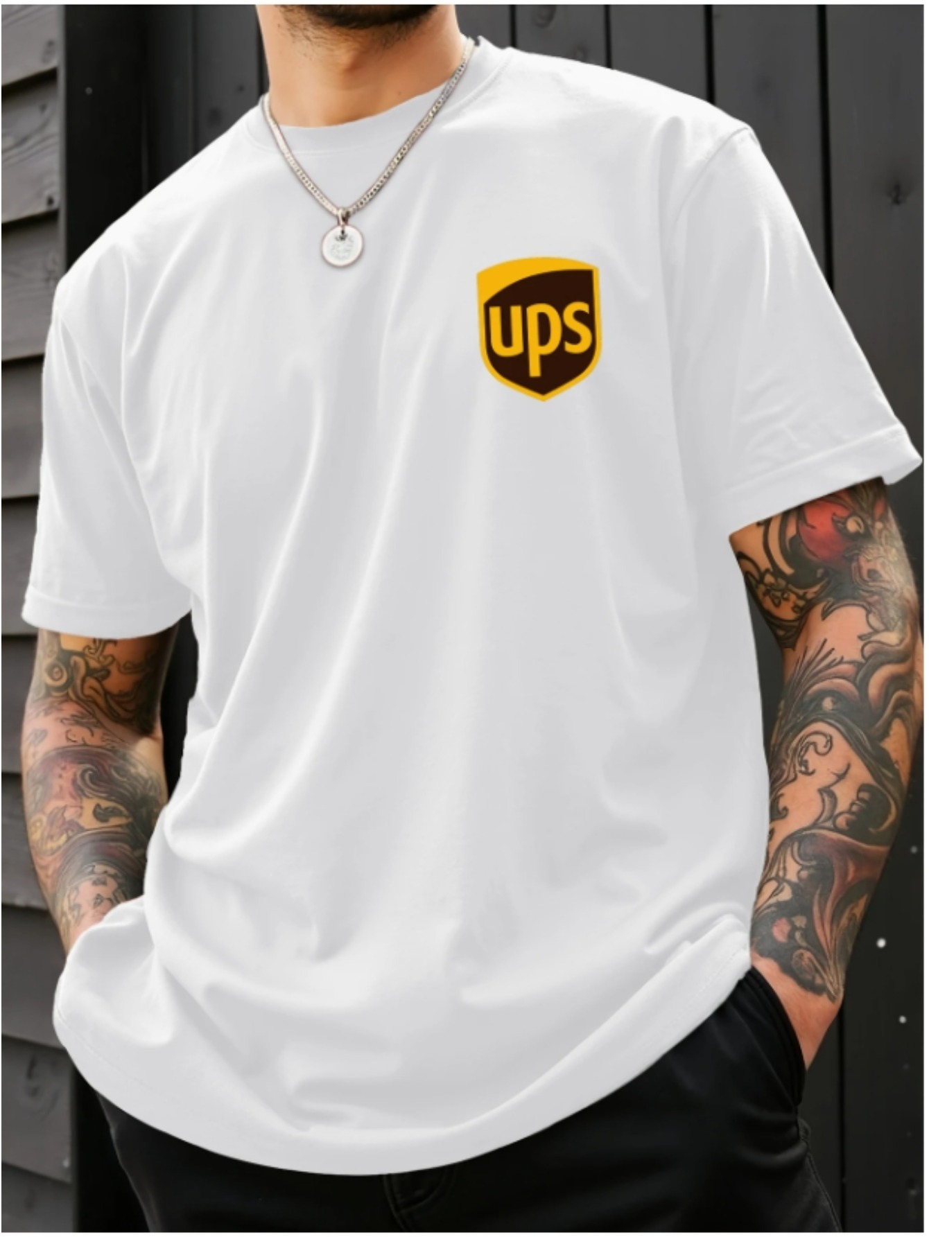 mens ups logo t shirt navy blue breathable summer tee regular fit short sleeve shirt for   workers casual streetwear non sheer fabric white 0