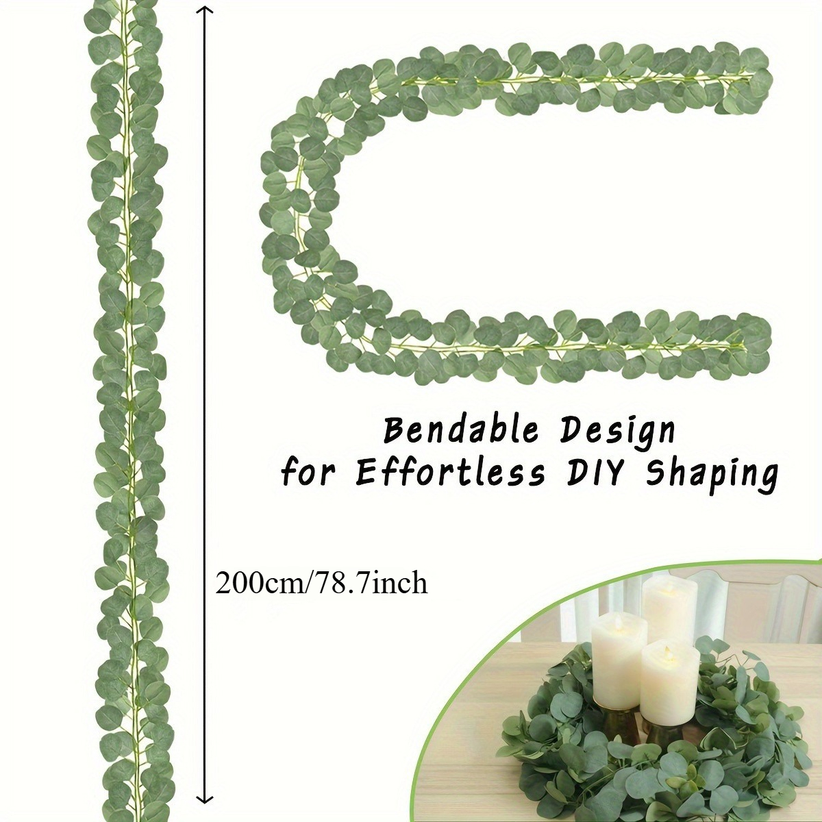 4pcs Eucalyptus Garland, Artificial Eucalyptus Leaf Table Runner Green Vine Grape Garland, Wedding Party Table Fireplace Bedroom Wall Decoration, Spring Summer Home Decor