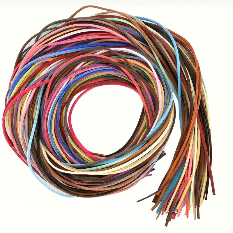 Image of Colored Suede Pu Cord 40pcs Set - 2.6mm * 1m Stronger Pu Shoelaces With 2 Cord Ends, Suitable For Jewelry Making, Lanyards, Diy Crafts, And Necklace Cords