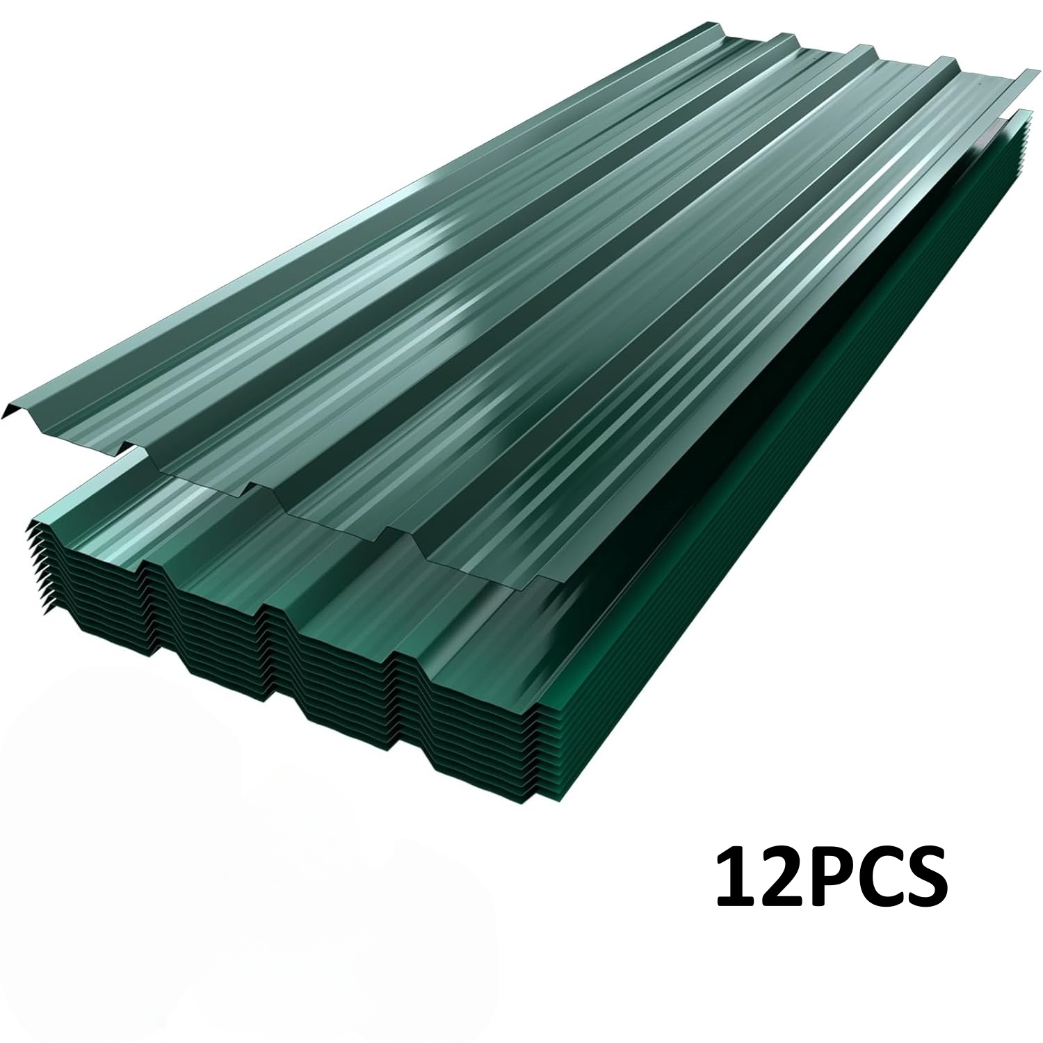 Image of 12/24pcs Green Trapezoidal Corrugated Metal Roof Panels - Heavy-duty Removable Temporary Roof Sheets Suitable For Courtyard Carports, Garden Sheds, Outdoor Storage, Roofing For Temporary