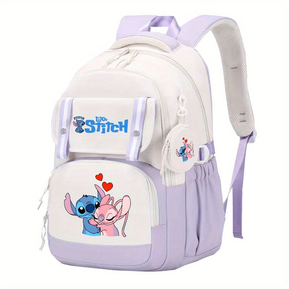 TEMU 1pc Stitch Large-capacity Backpacks For Men And Women, Backpacks, Travel And Leisure Day Backpacks, Zipper Closure, Printed Design, Halloween,