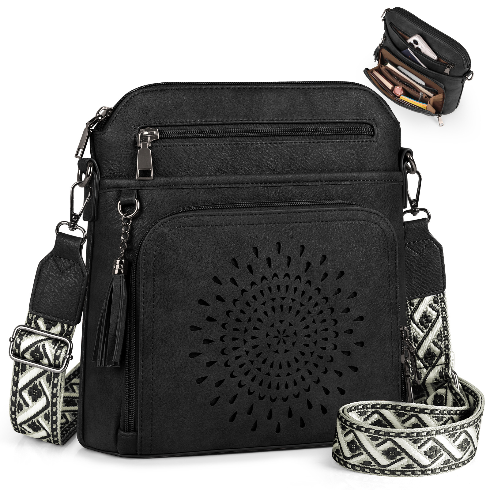 Rainsmore Shoulder Bag Women's Faux Leather Handbag Medium Adjustable Wide Strap Spacious Organised Bag With Integrated Purse