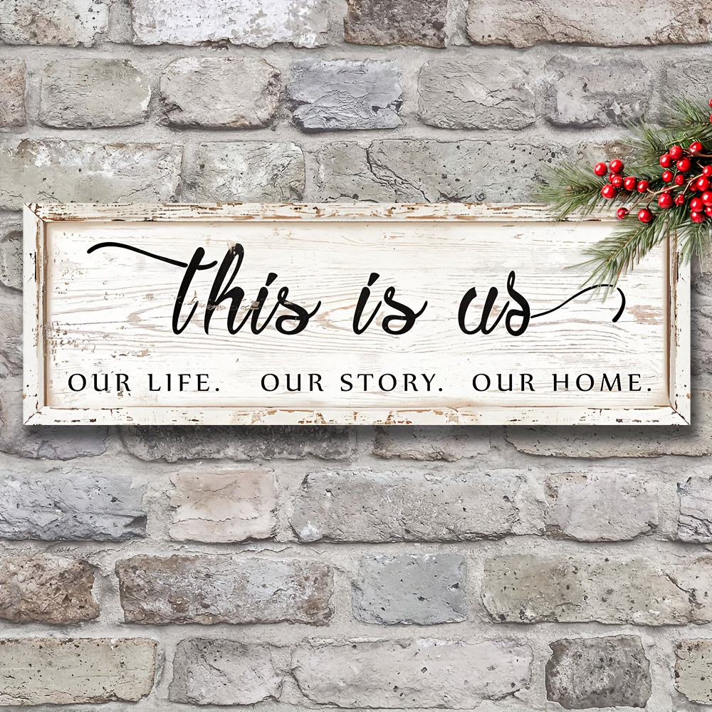 

12"x4" Vintage Inspirational Manufactured Wood Wall Hanging Signboards, Multifunctional Room Decoration, Peasant Style, English Text, With 2d Plane Craft Effect, For Christmas And Holiday Gifts