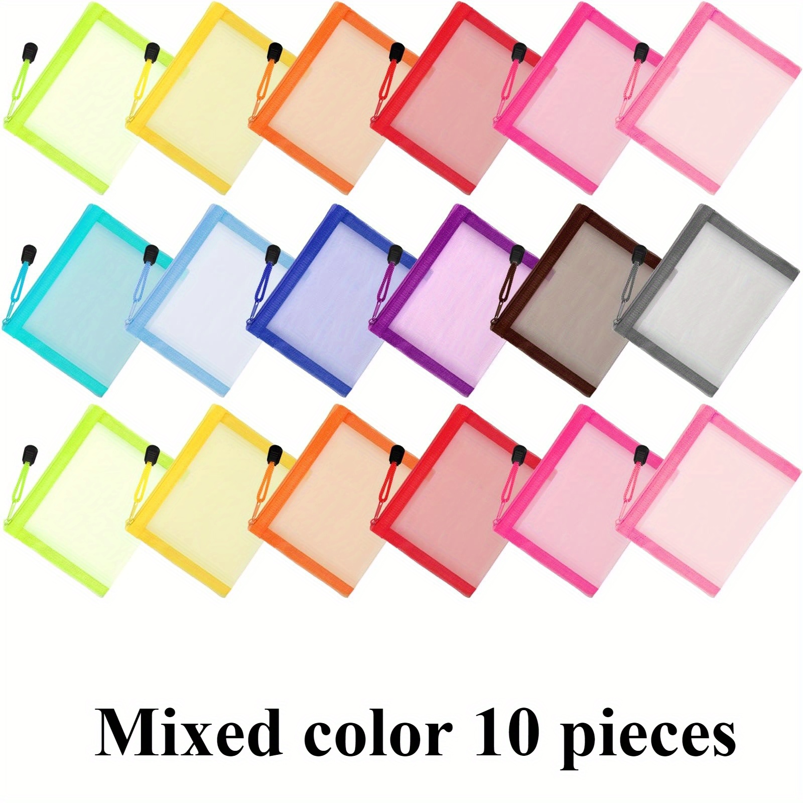 TEMU 10pcs Mini Zipper Mesh Bags | Polyester | Hand Washable | Travel Organizers | Colors | Elegant | Simple And Portable | Moisture-proof And