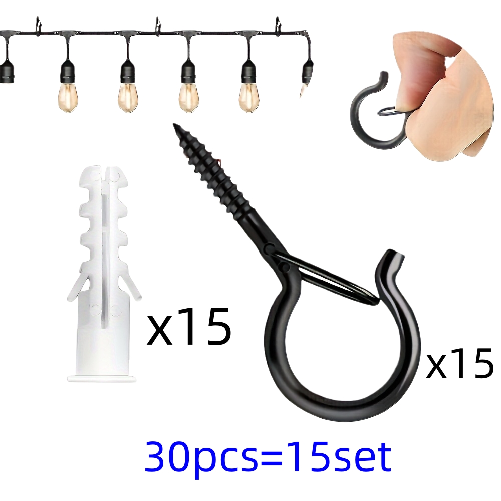 E-shop 30 Stück Hochleistungs-Metall-Q-Haken mit Sicherheitsverriegelung – Rostfreie Schraubhaken, geeignet für Pflanzen, Lichter Vogelhäuschen –