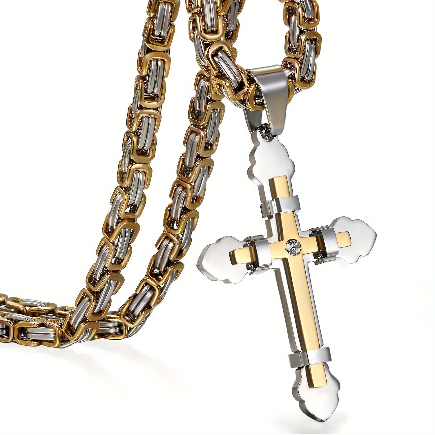 Wholesale Trendy Black And Golden Christian Cross Necklace And Pendant For Men And Women, Perfect As Christmas Gifts