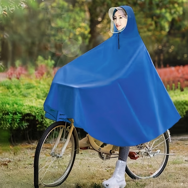 TEMU 自転車用レインコート：男女兼用 一人乗り用雨よけカバー、大人用サイズ、特大、厚手、広つば、シェア自転車対応、完全防水・防風
