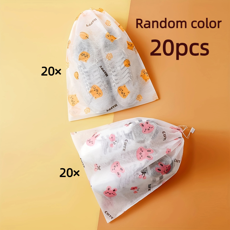 TEMU 20pcs Set Of Random-colored, Large-sized Multi-functional Hanging Shoe Bags. Prevents Dust And Moisture, Suitable For All Shoe Sizes. Features A