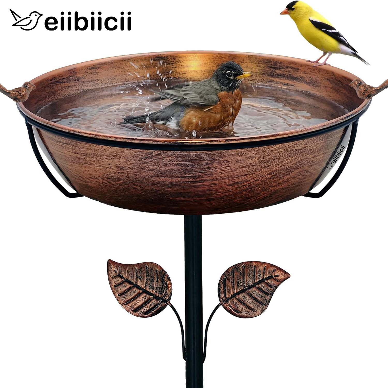 TEMU 3' Bird Bath For Outdoors, Removable 13' Dia Bowl With Stable Upgrades Stake, Easy To Clean For Garden Yard Lawn Decor 1.4 Gallon