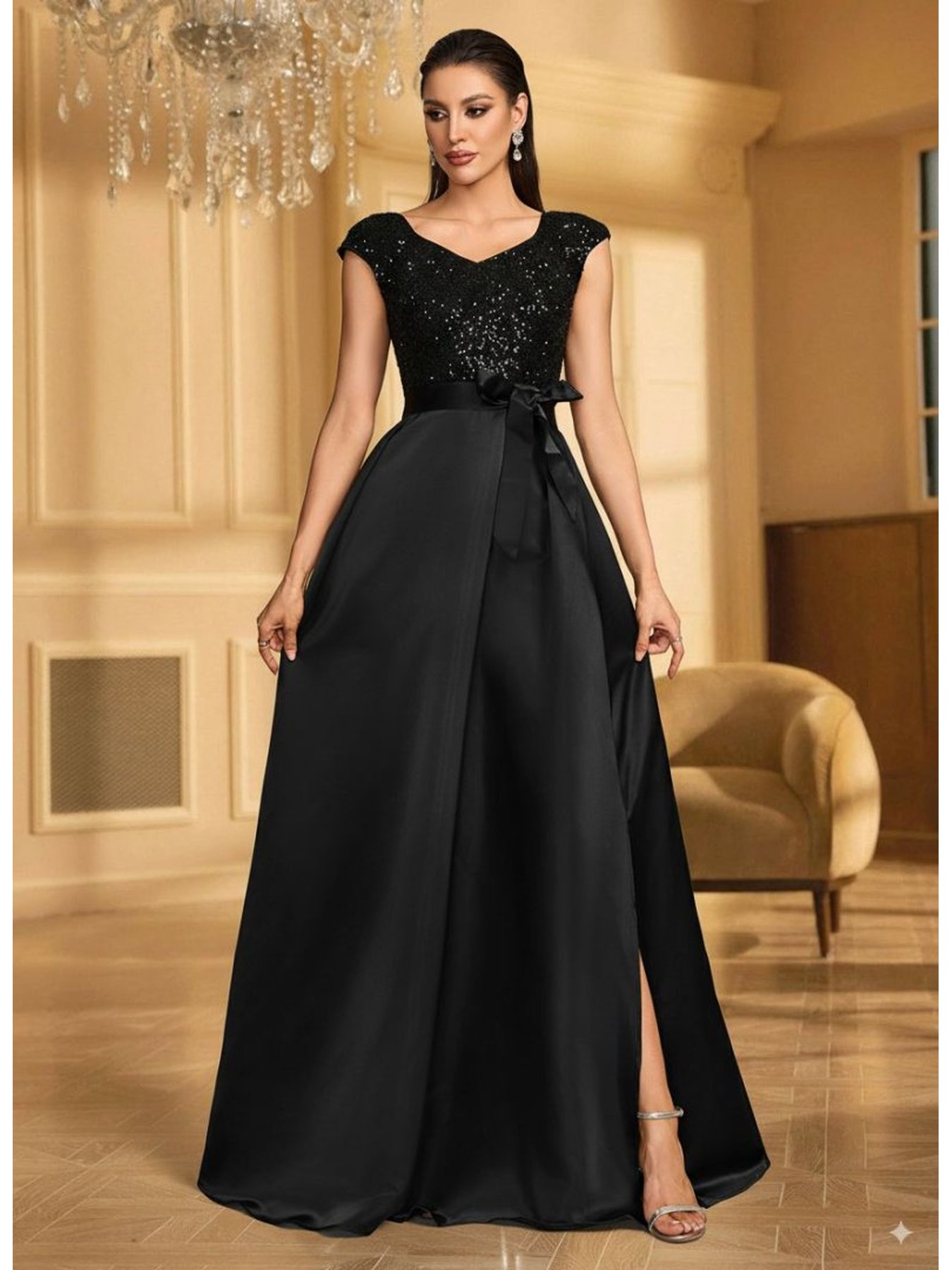 black gala dress Jovani 39957 Fitted Long Beaded Cape Formal Dress main image 0