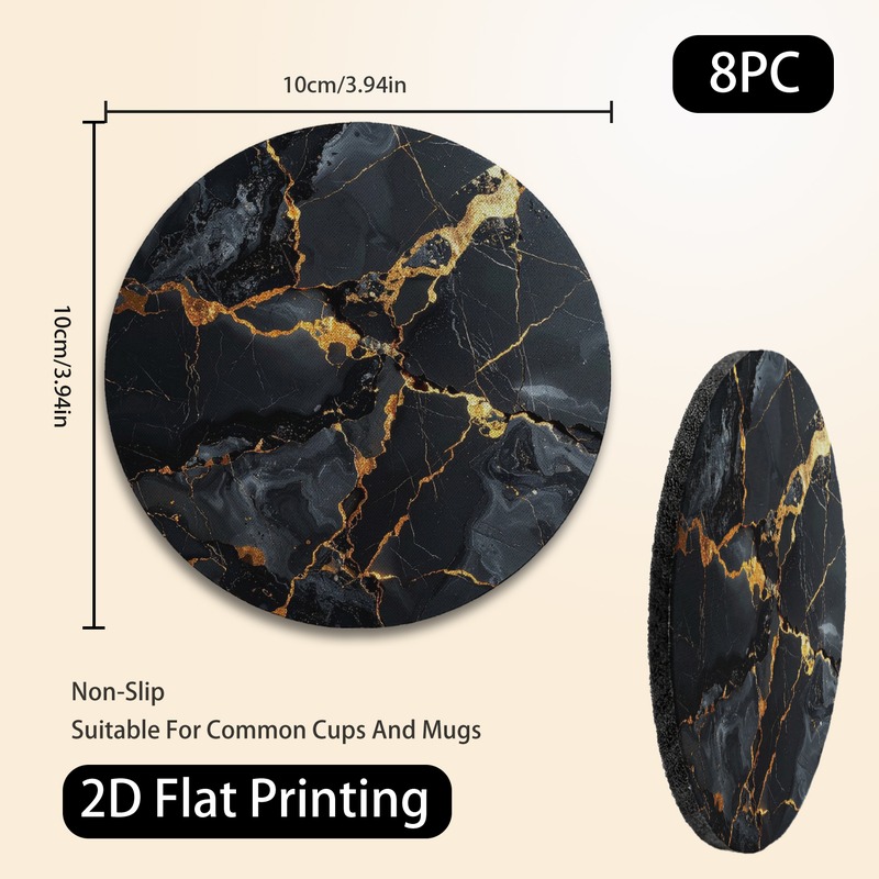TEMU 8pcs Golden Coasters Suitable For Coffee Tables, Non-slip Heat-resistant Drink Protectors With Elegant For Mugs, Cups, Glasses - Suitable For,