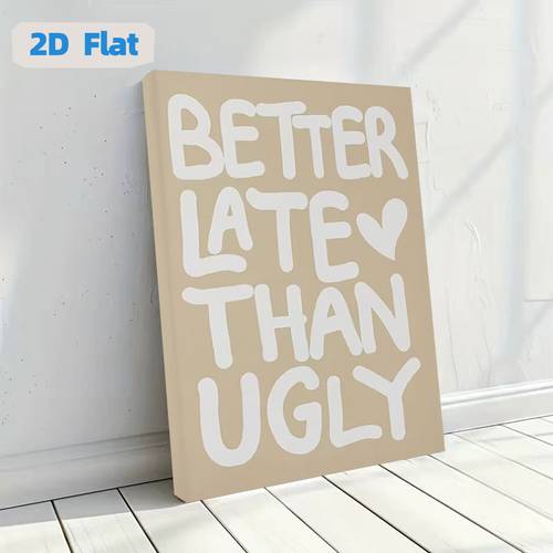 poza articolului poster pânză cu ramă din lemn, 2d plat, 1 buc., than ugly artă cu litere pe pânză, poster modern inspirațional pe pânză pentru living, dormitor, birou, cafenea, design