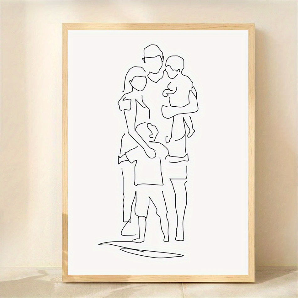 TEMU 1pc Minimalist Black & White Line Art Canvas | 30.48x40.64 Cm Unframedless Drawing Poster, High-quality Canvas Print For Living Room, Bedroom,