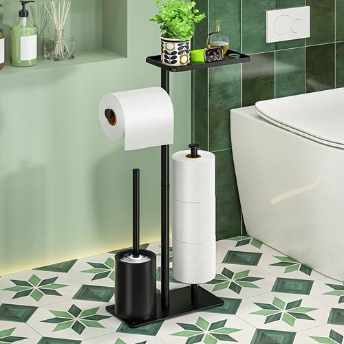 60cm height modern wrought 2 in 1 toilet paper holder and used without installation space saving bathroom storage can store multiple rolls of toilet paper and toiletries suitable for small apartments