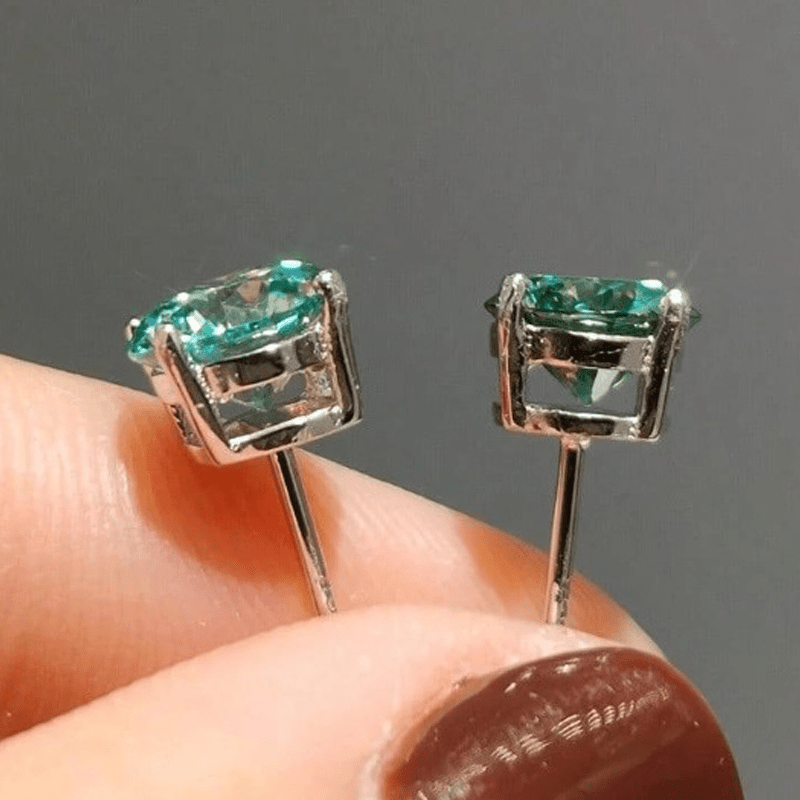 2.0 Carat Moissanite Ear Stud Earrings, Ideal for Weddings and Birthdays