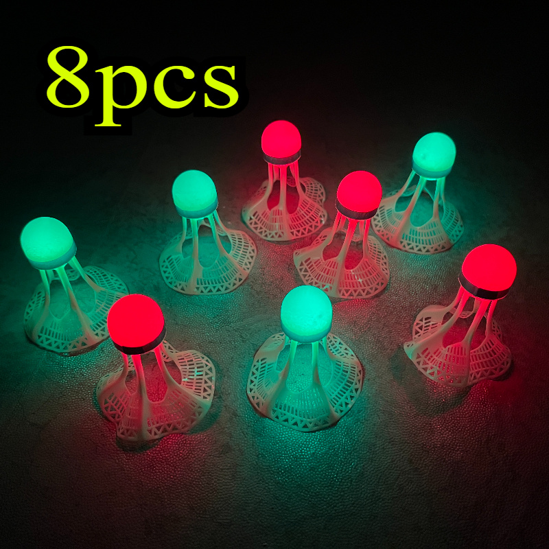 Image of 8pcs Luminous Windproof Luminous Badminton Balls Are Super Resistant To Playing And Not , And Outdoor Fluorescent Bright Plastic Nylon Balls With Lights