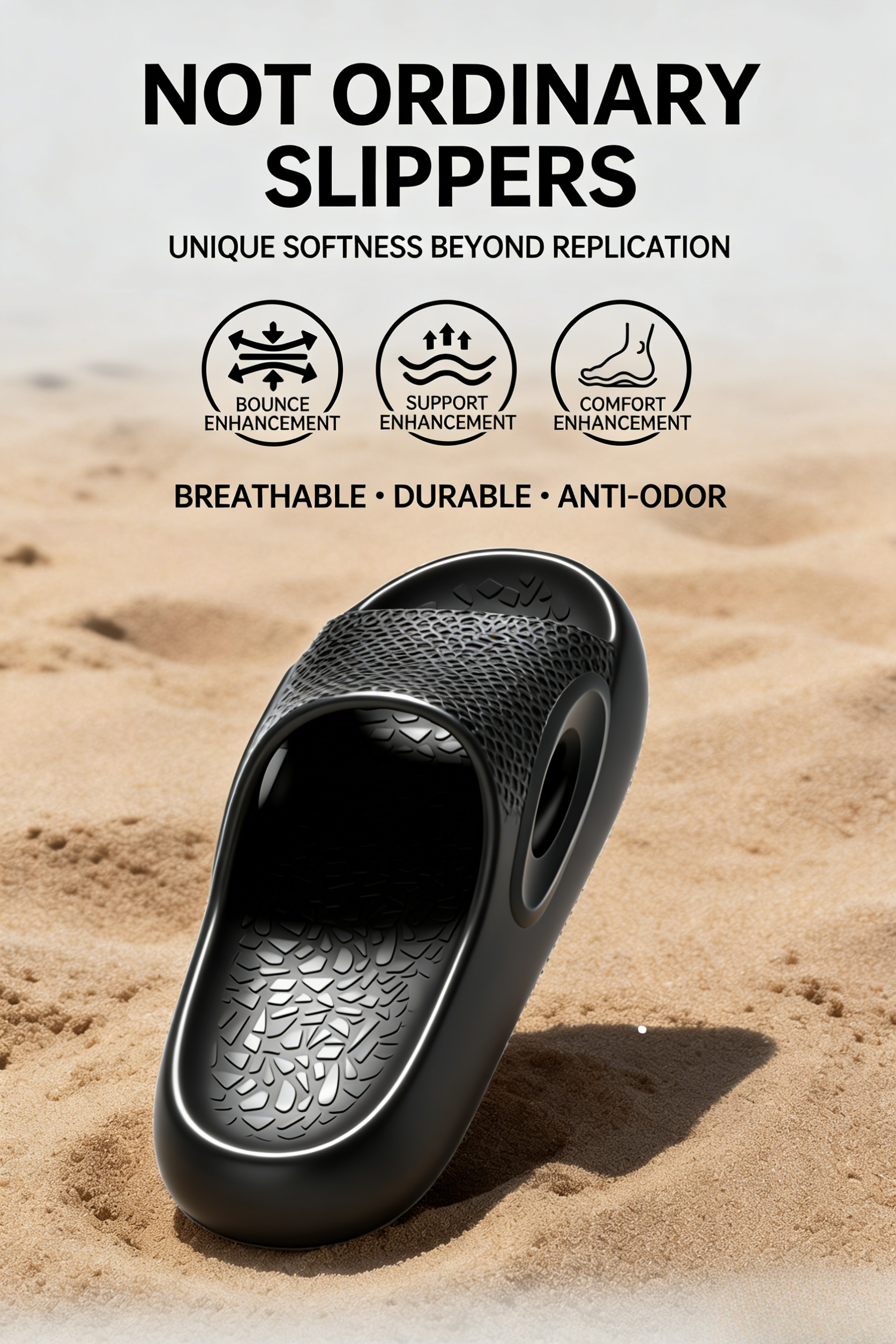 High-End Three-Dimensional Textured Unisex Outdoor Non-Slip Odor-Resistant Silent Couple Summer Cloud-Like Sports Slippers