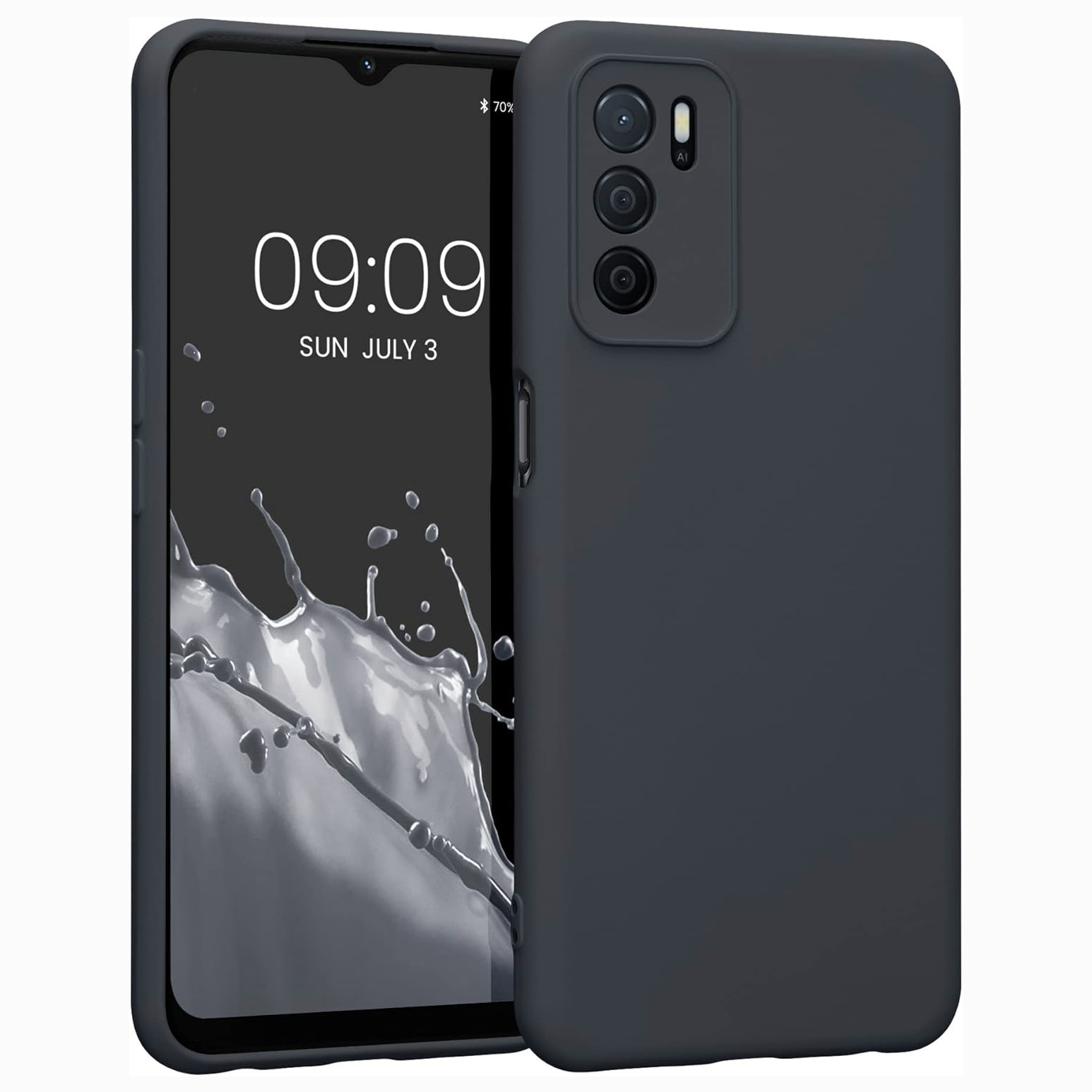 TEMU Phone Case - Compatible With Oppo A16 / A16s / A54s Case Slim Shockproof Flexible With Camera Protection Black Matt Soft Silicone Protective