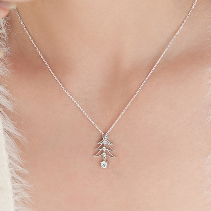 Women's Blingbling Zirconia Christmas Tree Necklace
