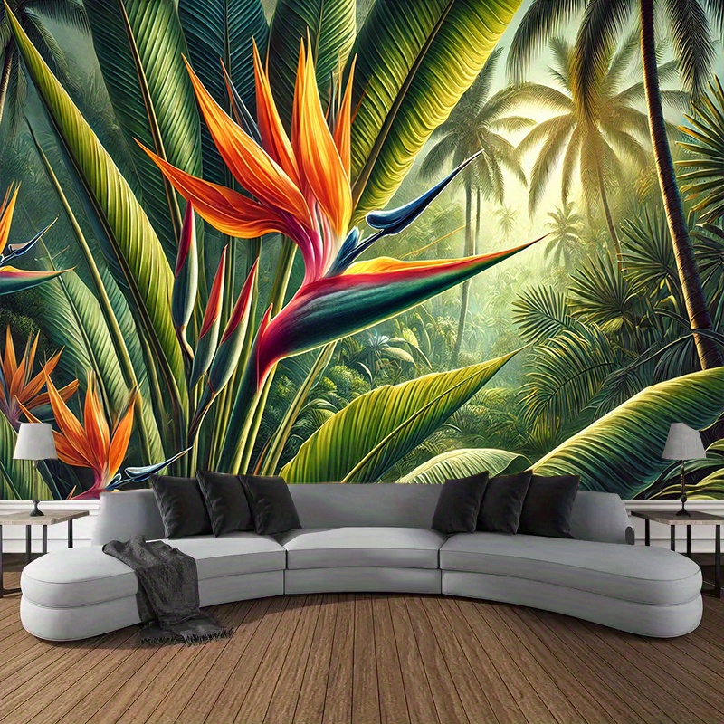 TEMU 2d Flat, 2d Flat - 2d Flat, 2d Flat - 1 2d Flat Banner Measuring 243.84x182.88 Cm Featuring A Of Paradise Flower Tapestry Made From Polyester