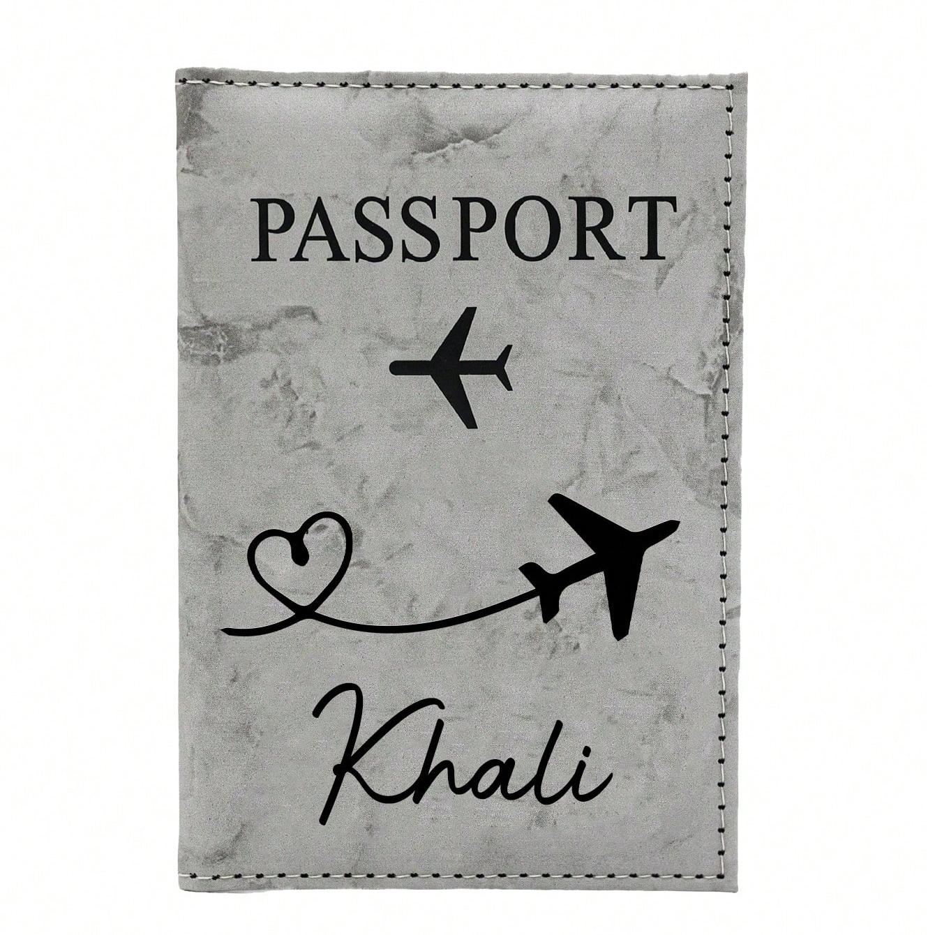 TEMU 1 Porte-passeport personnalisable avec nom/, inclut une poche à ticket, convient aux en de miel, housse de passeport style portefeuille, texture