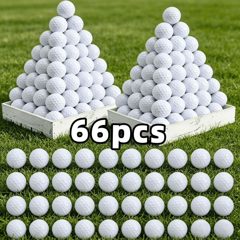 TEMU 66pcs Pack White Golf Practice Balls Suitable For Indoor/, 41mm With Smooth - Dual-use Balls For , Practice , Ideal For Beginners & Course