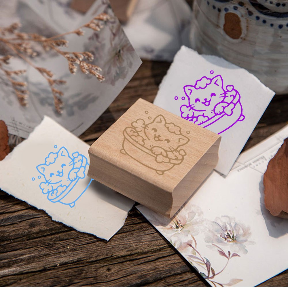Square Exquisite Wooden Decorative Journal Stamp