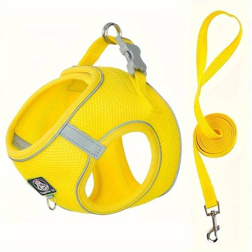 reflective dog harness and belt set breathable mesh non tension adjustable pet harness and belt without battery