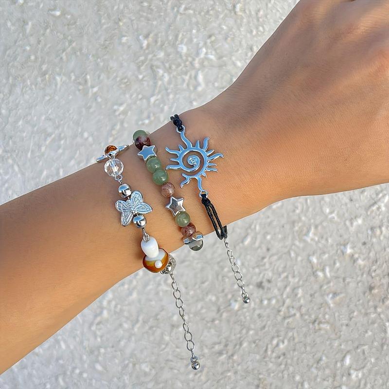 3pcs Women's Bohemian Bracelet Set with Star & Butterfly Chains