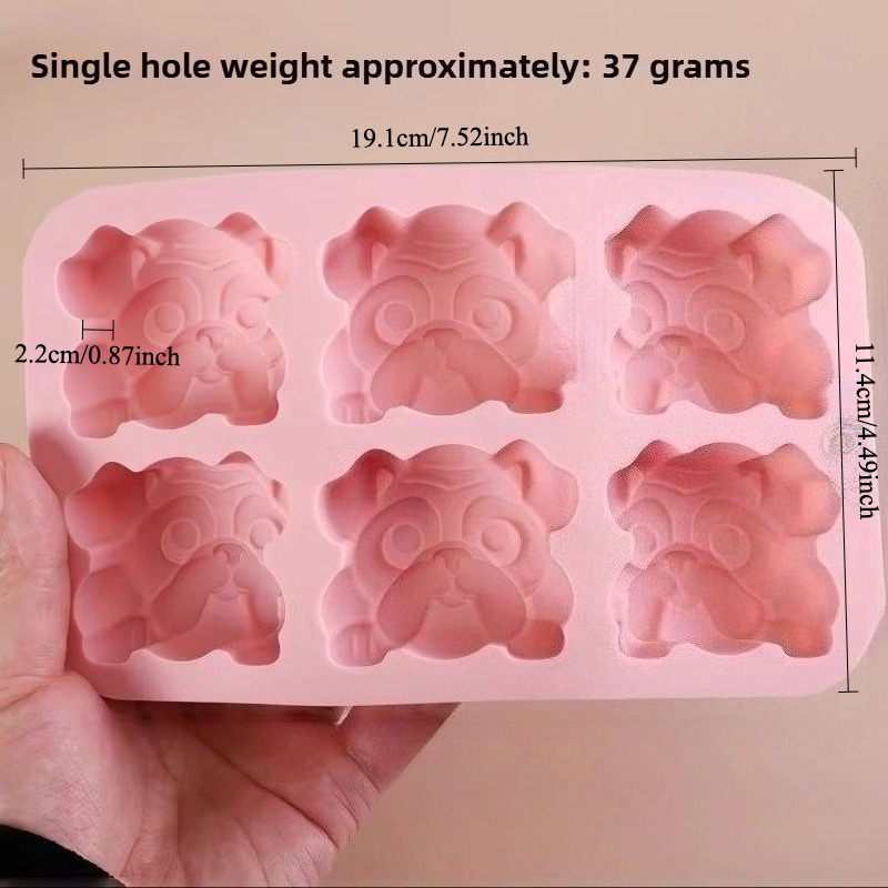 1pc Bulldog-shaped Baking Chocolate Silicone Molds, 6- Cake Mold, Versatile Baking Tool For Chocolate, Mousse, Candy & Soap, Candle, Reusable Tray & Diy Craft Mold