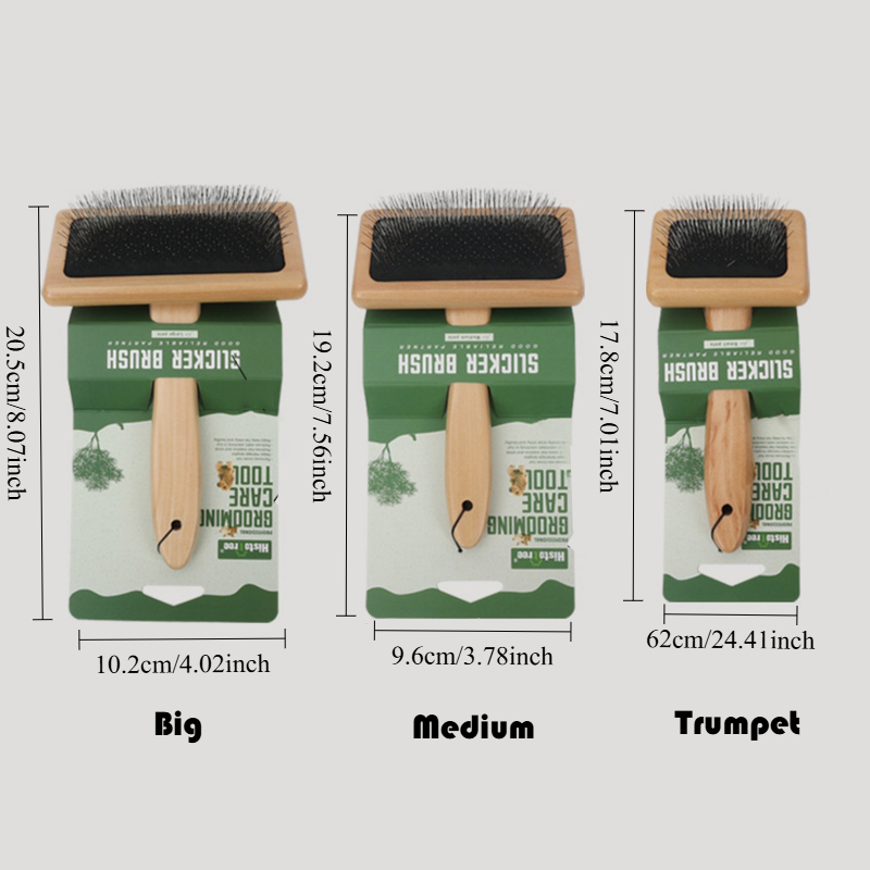 TEMU Set de 3 cepillos para el cuidado de mascotas, peine de madera para mascotas, adecuado para perros y gatos - Cepillo desempolva fácil de usar,
