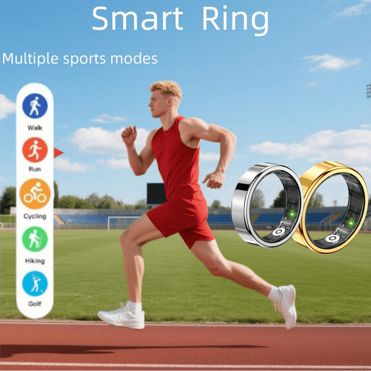   counter with smart ring detection long lasting lithium polymer battery ip68 fitness   step counter activity sleep monitor with usb charging compatible with smartphones ideal for running gym   for athletes couples fitness   watch 0